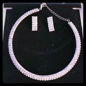 Rhinestone choker and earring set